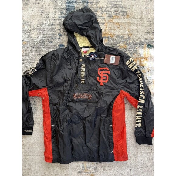 $140 Mitchell & Ness San Francisco Giants Windbreaker Anorak Pullover Size XL